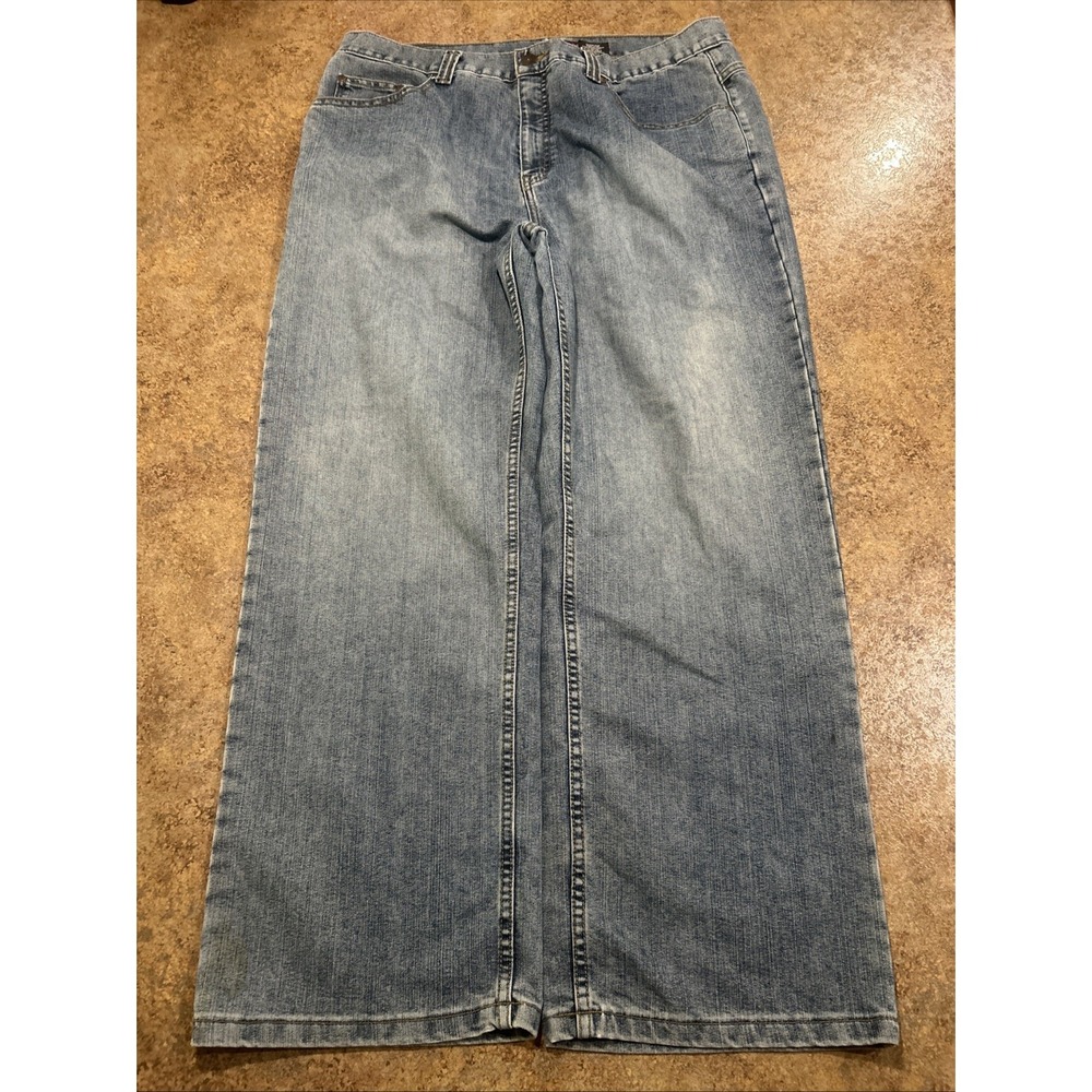 Vintage Y2k Anchor Blue Easy Jeans Baggy Wide Leg 38x30 Blue Skater Grunge - Picture 2 of 7